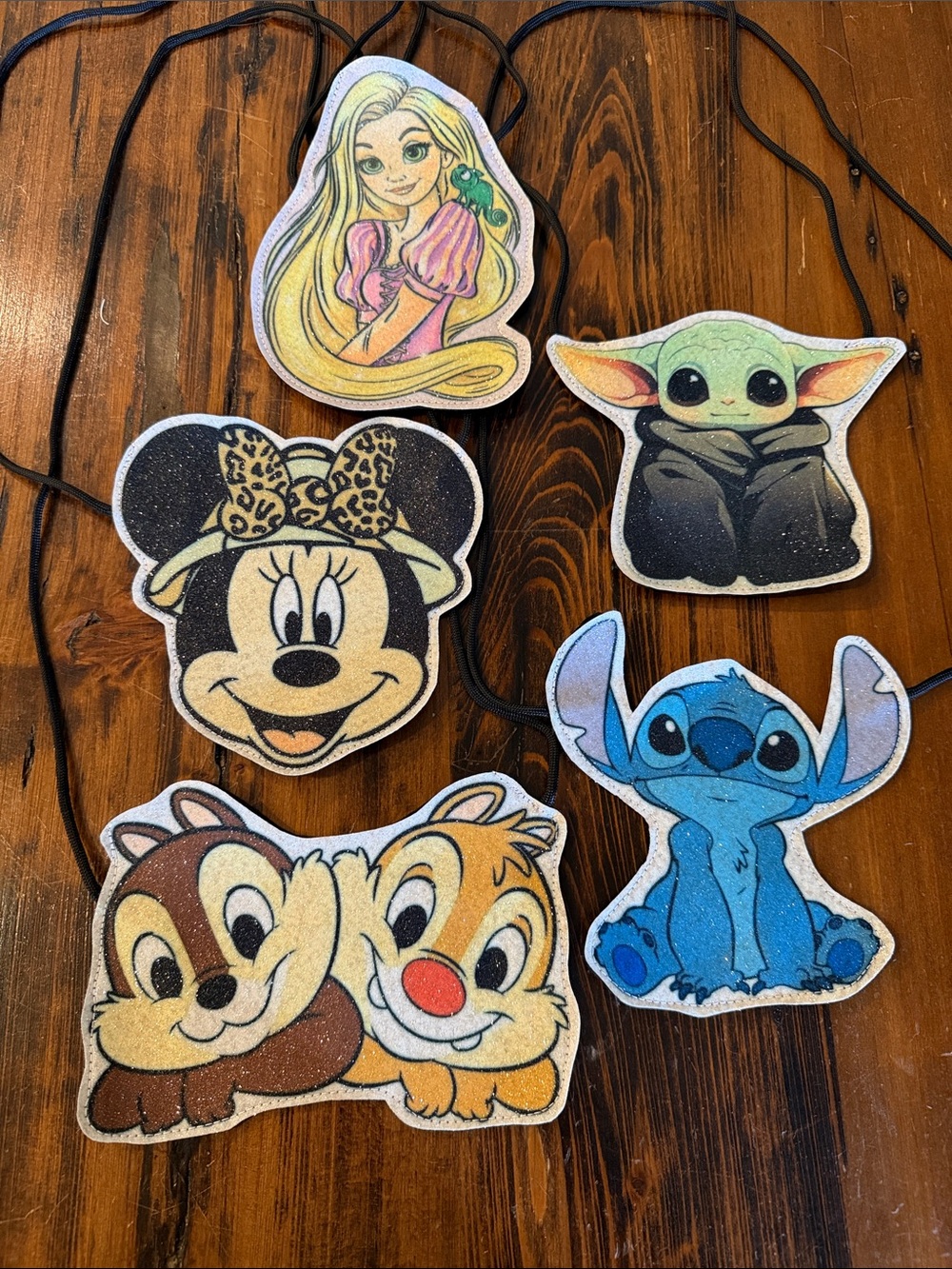 A lot of Disney Character Flat Lay Crossbody Bags - child size